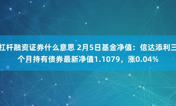 杠杆融资证券什么意思 2月5日基金净值：信达添利三个月持有债券最新净值1.1079，涨0.04%