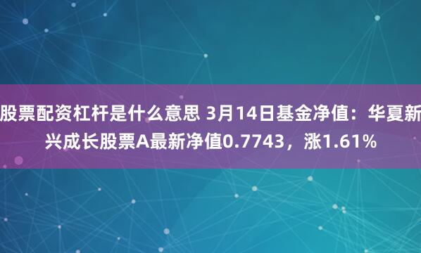 股票配资杠杆是什么意思 3月14日基金净值：华夏新兴成长股票A最新净值0.7743，涨1.61%